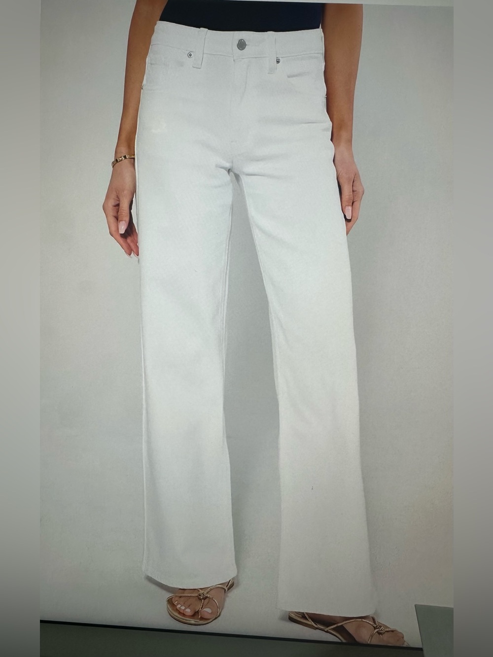 Women's White High-Rise Wide-Leg Jeans